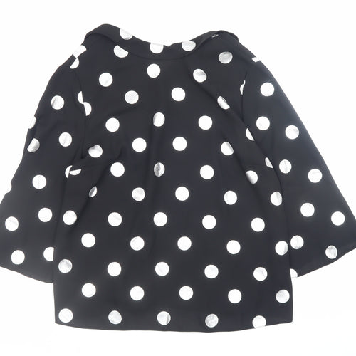 Dorothy Perkins Women’s Black Polka Dot Bow Neck Long Sleeve Blouse Size 14