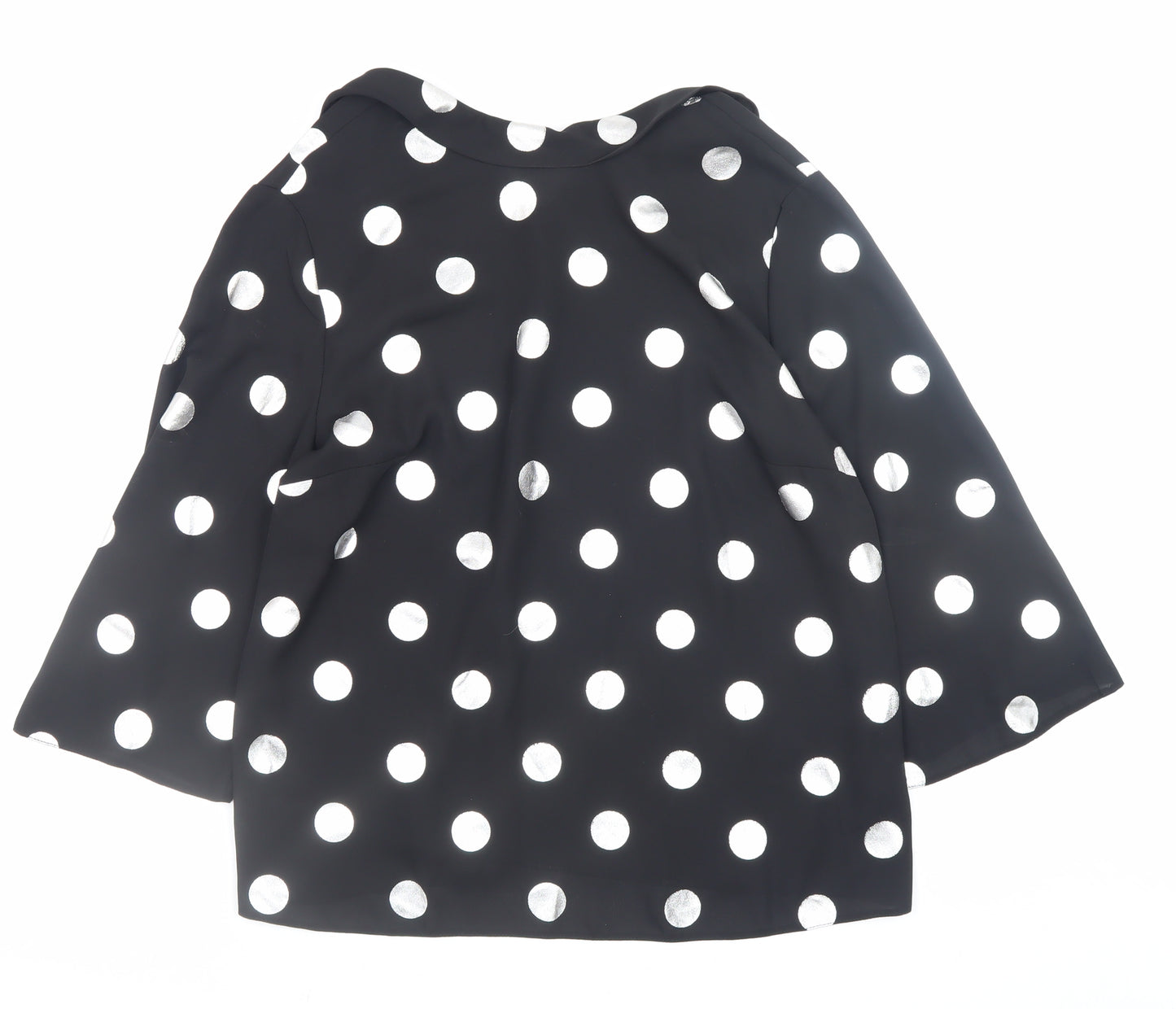 Dorothy Perkins Women’s Black Polka Dot Bow Neck Long Sleeve Blouse Size 14