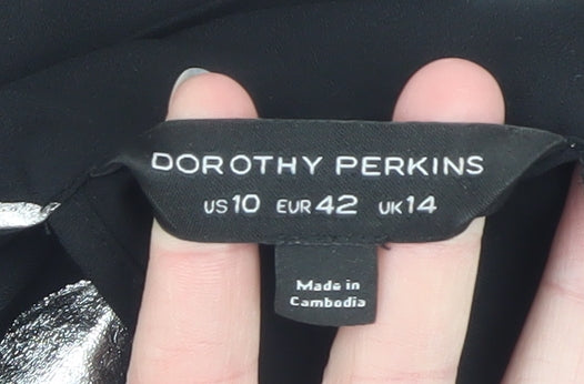 Dorothy Perkins Women’s Black Polka Dot Bow Neck Long Sleeve Blouse Size 14