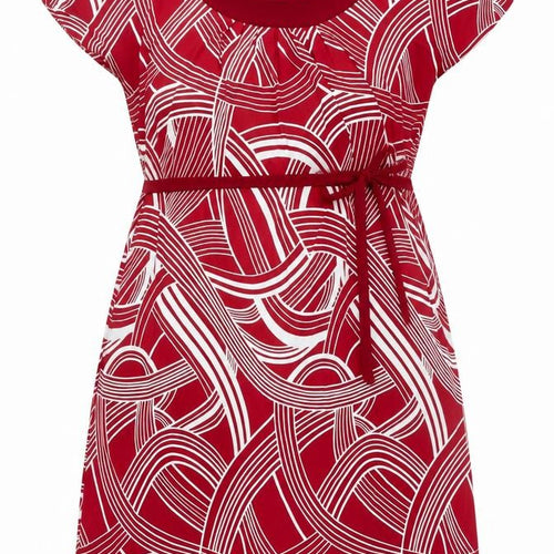 Wardrobe Women Red Geometric Shift Dress Size 16 Short Sleeve Stretch