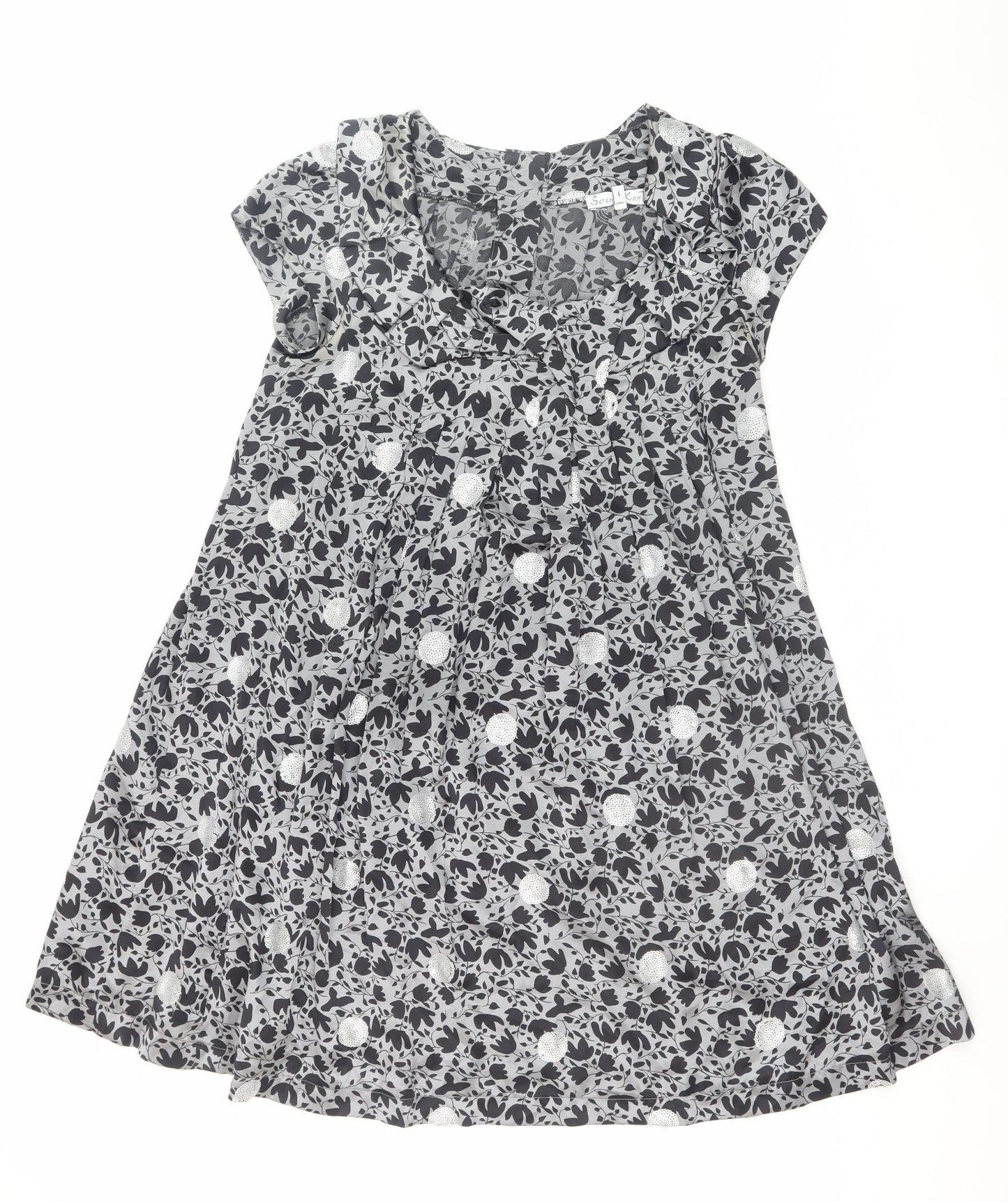 Serena Kay Women’s Grey Floral A-Line Knee Length Dress Size 8