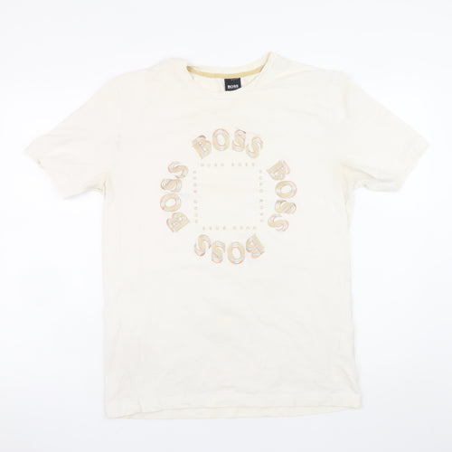 Hugo Boss Men's Beige Logo Cotton T-Shirt Size M