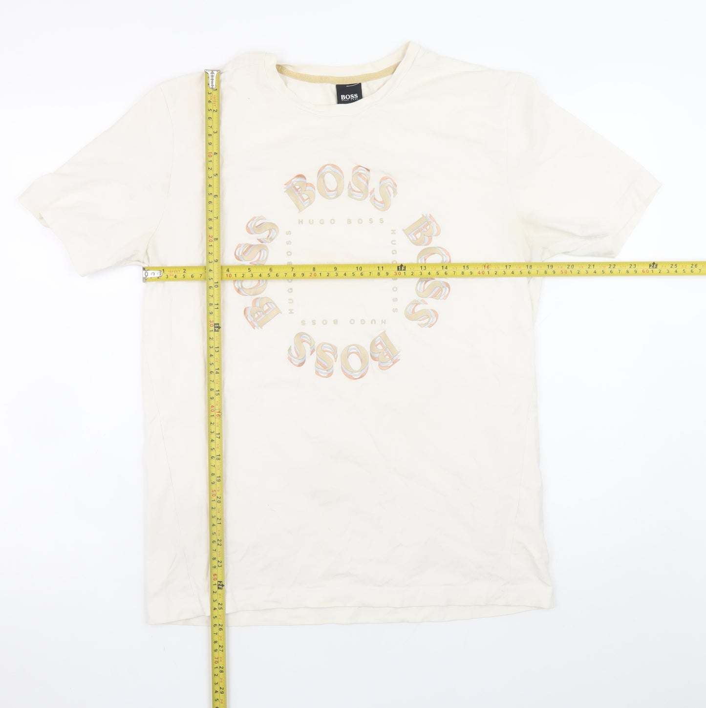 Hugo Boss Men's Beige Logo Cotton T-Shirt Size M