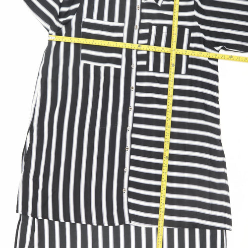 Koko Women Black Striped Shirt Dress Size 18 Long Sleeve