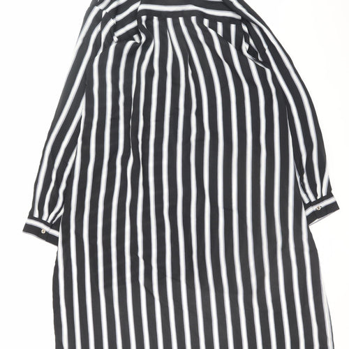 Koko Women Black Striped Shirt Dress Size 18 Long Sleeve
