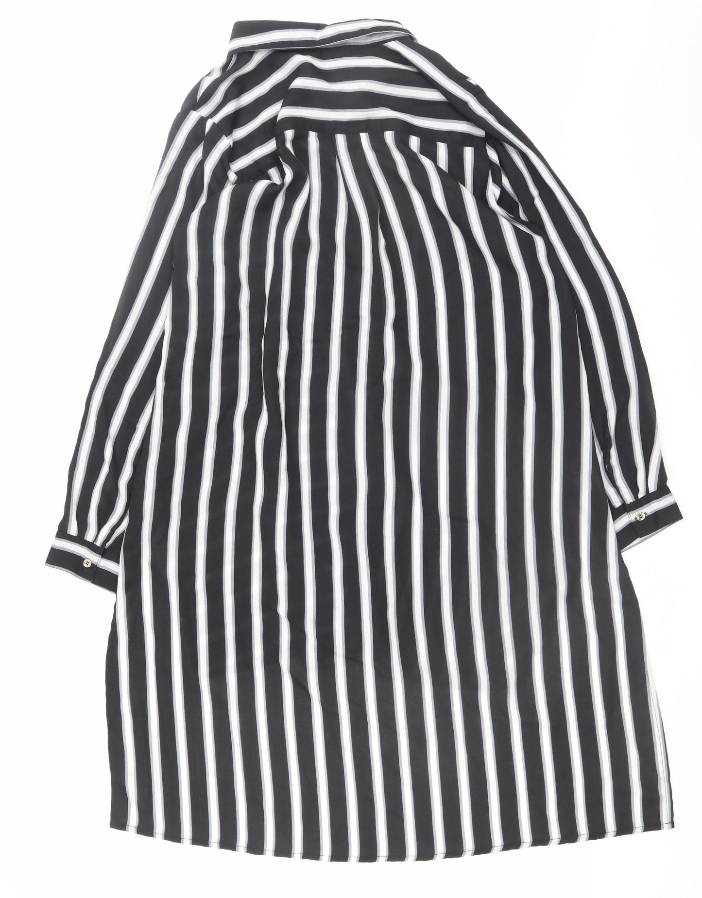 Koko Women Black Striped Shirt Dress Size 18 Long Sleeve