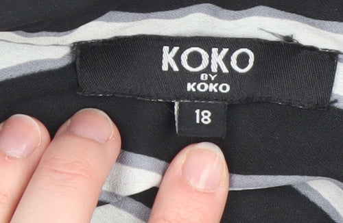 Koko Women Black Striped Shirt Dress Size 18 Long Sleeve