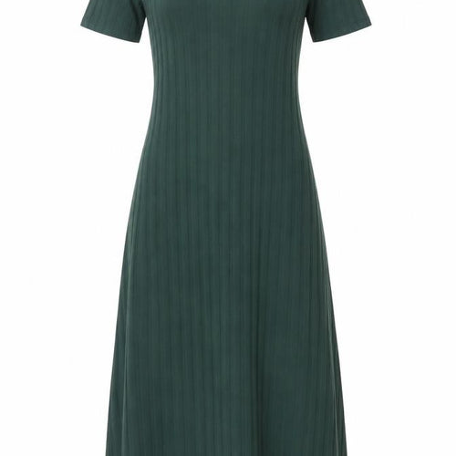 Zara Women Green Midi Fit & Flare Ribbed Cotton Dress Size S