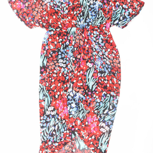 Girl In Mind Women’s Multicoloured Petite Floral Midi Wrap Dress UK 10
