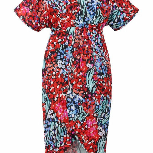 Girl In Mind Women’s Multicoloured Petite Floral Midi Wrap Dress UK 10