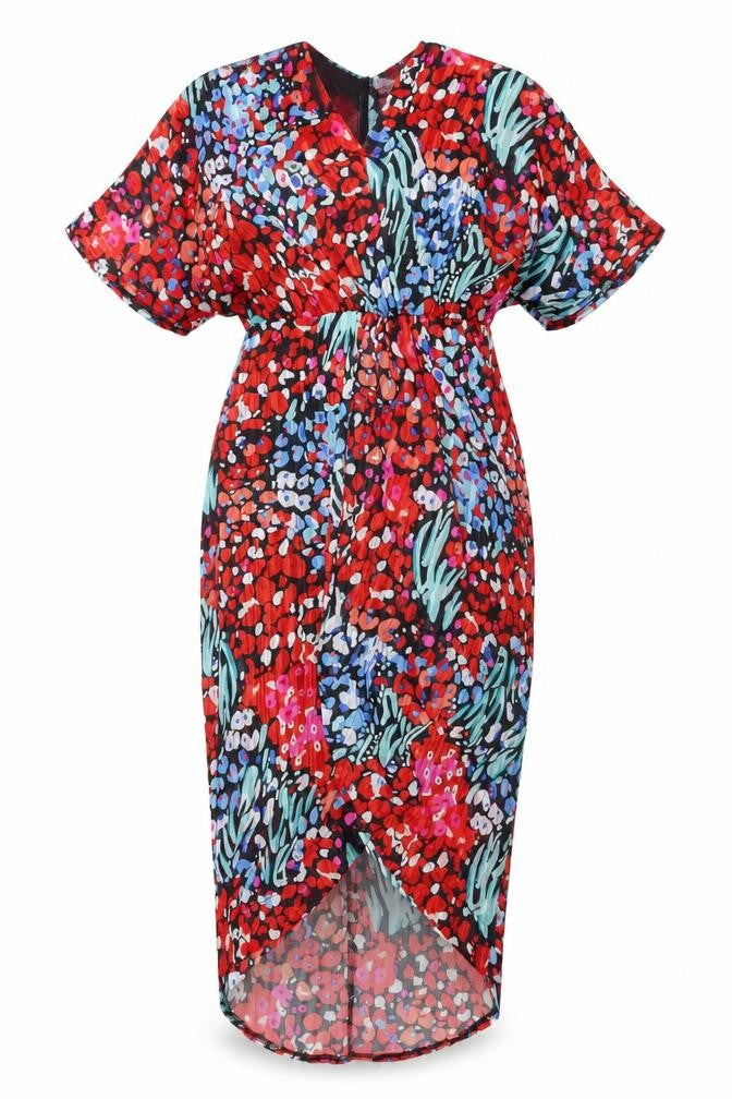 Girl In Mind Women’s Multicoloured Petite Floral Midi Wrap Dress UK 10