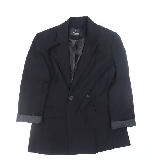 Stradivarius Women Black Size 12 Double-Breasted Blazer