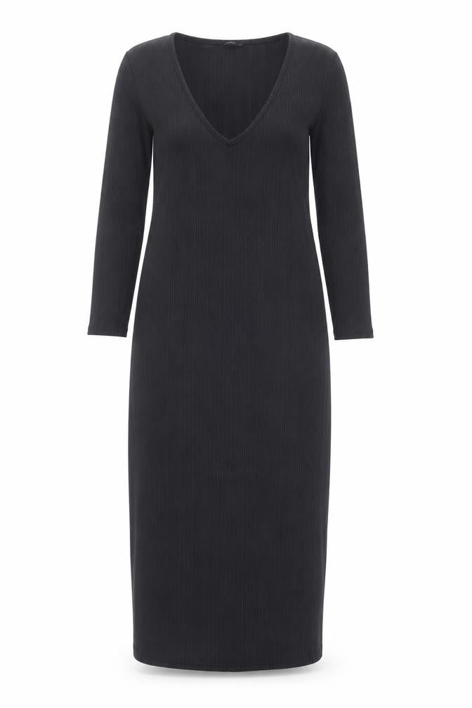 Front view of River Island Women's Black Midi Bodycon Dress, size 10