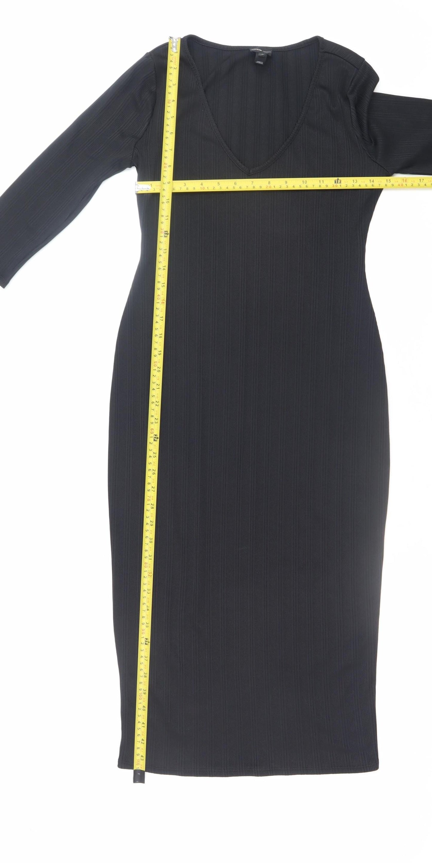 River Island Women's Black Midi Bodycon Dress Size 10