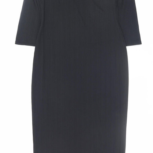 River Island Women's Black Midi Bodycon Dress Size 10
