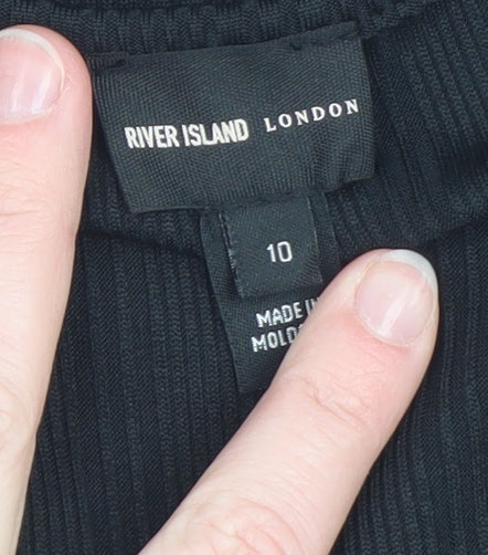 River Island Women's Black Midi Bodycon Dress Size 10