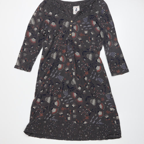 MandM Direct Women’s Grey Floral Jersey Shift Dress Size 12