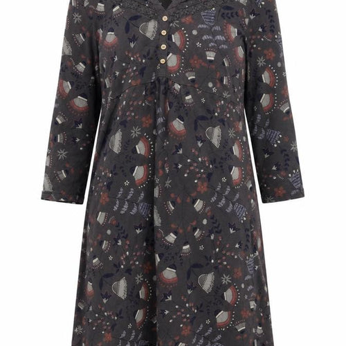MandM Direct Women’s Grey Floral Jersey Shift Dress Size 12