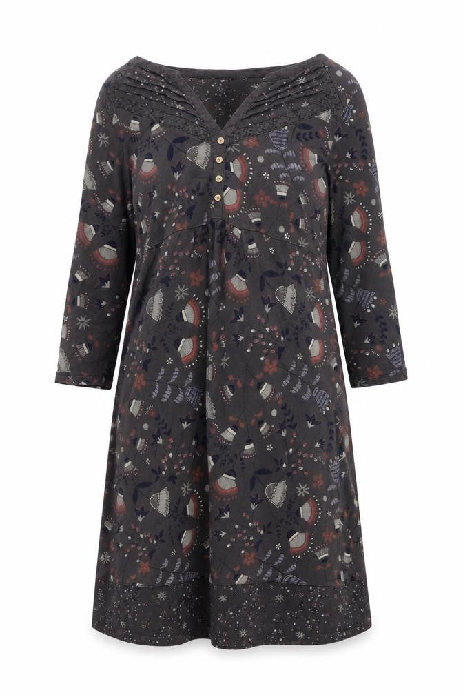 MandM Direct Women’s Grey Floral Jersey Shift Dress Size 12