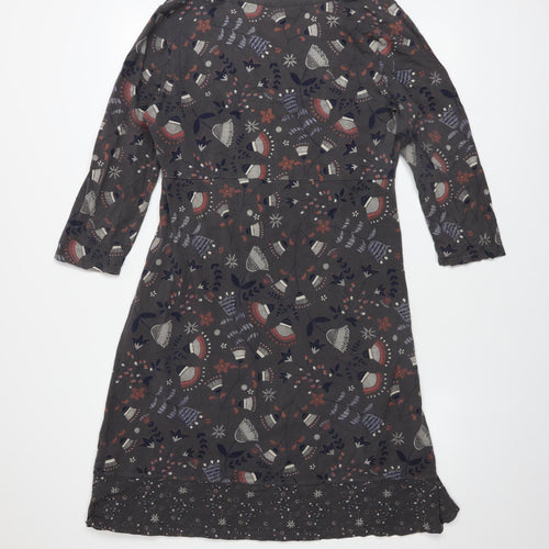 MandM Direct Women’s Grey Floral Jersey Shift Dress Size 12