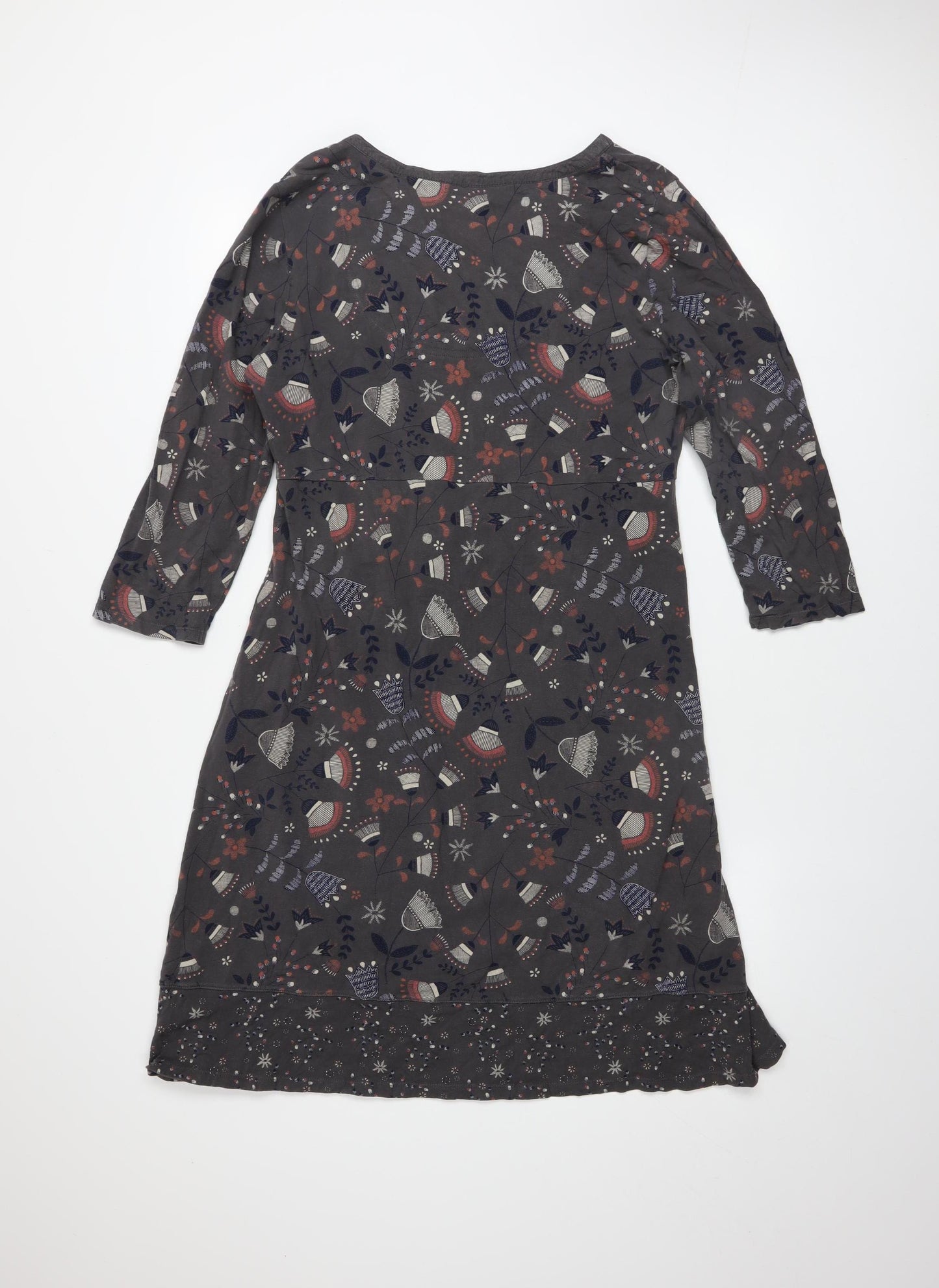 MandM Direct Women’s Grey Floral Jersey Shift Dress Size 12