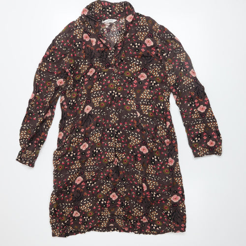 Nomads Women Brown Floral Viscose Shift Dress Size 12