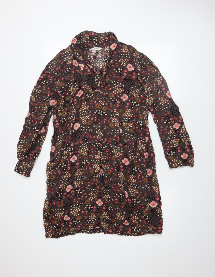 Nomads Women Brown Floral Viscose Shift Dress Size 12