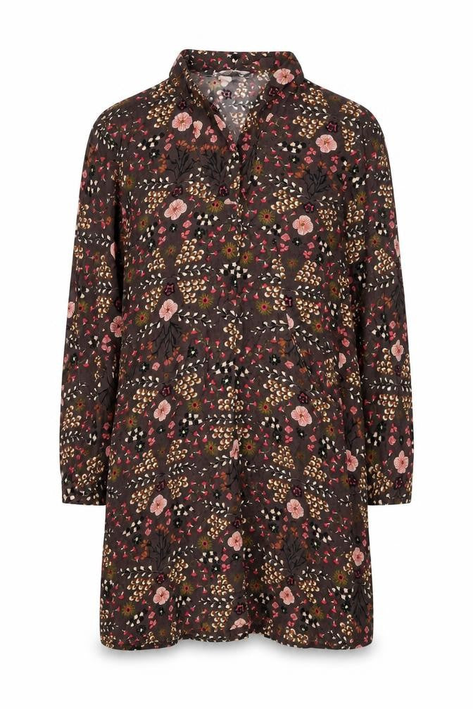 Nomads Women Brown Floral Viscose Shift Dress Size 12