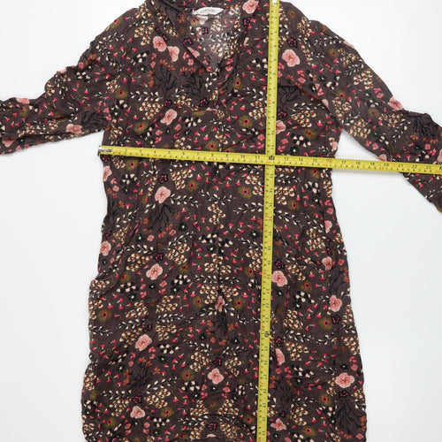 Nomads Women Brown Floral Viscose Shift Dress Size 12