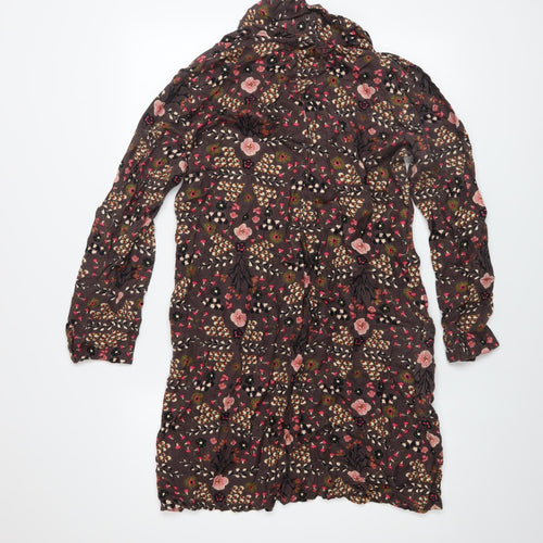 Nomads Women Brown Floral Viscose Shift Dress Size 12