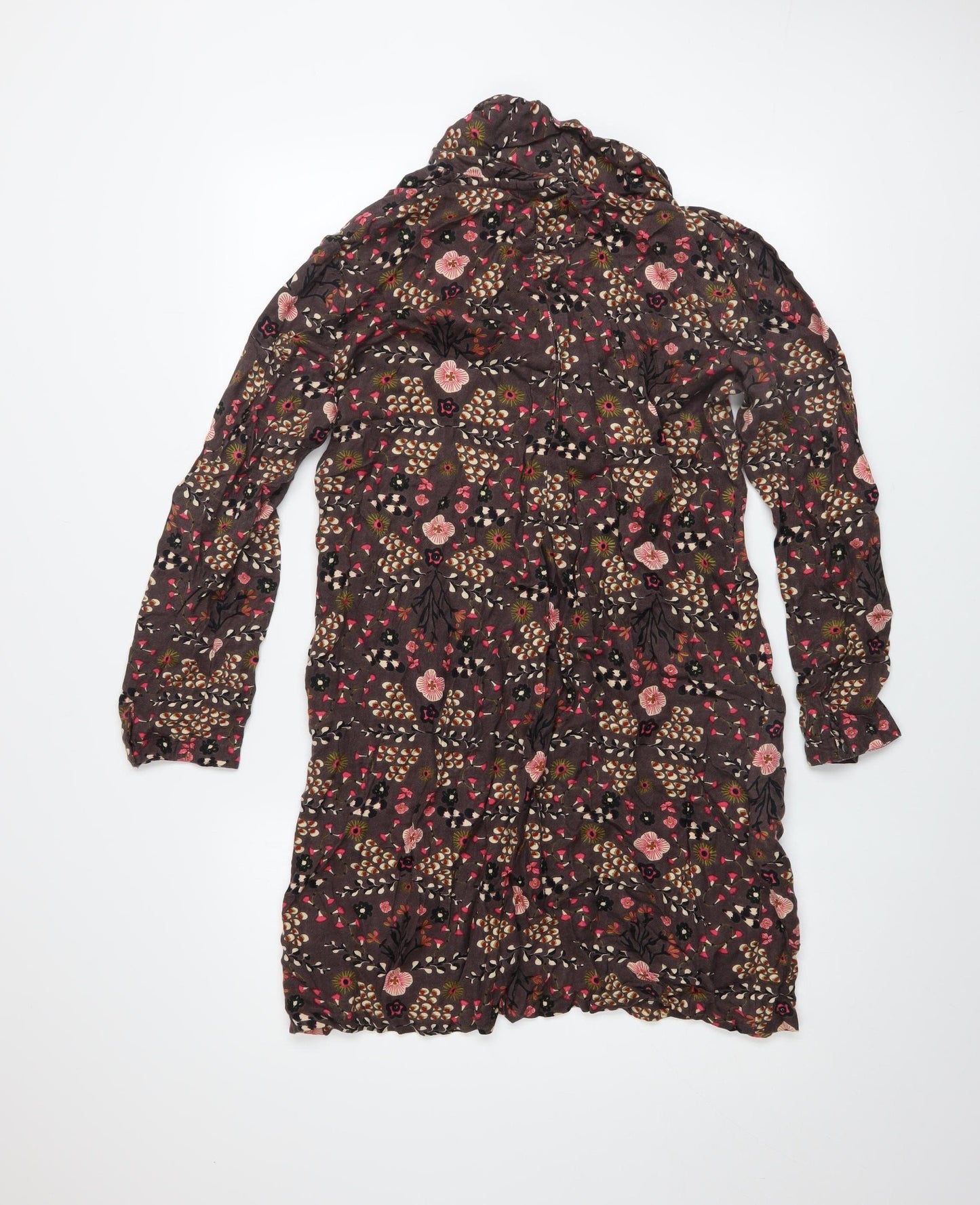 Nomads Women Brown Floral Viscose Shift Dress Size 12