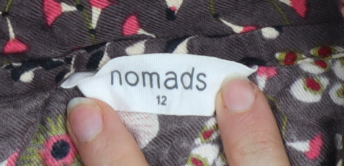 Nomads Women Brown Floral Viscose Shift Dress Size 12