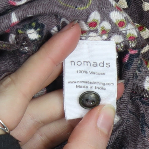 Nomads Women Brown Floral Viscose Shift Dress Size 12
