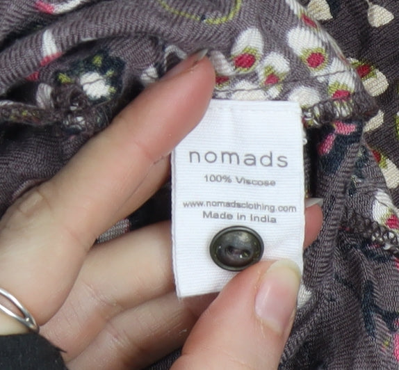 Nomads Women Brown Floral Viscose Shift Dress Size 12
