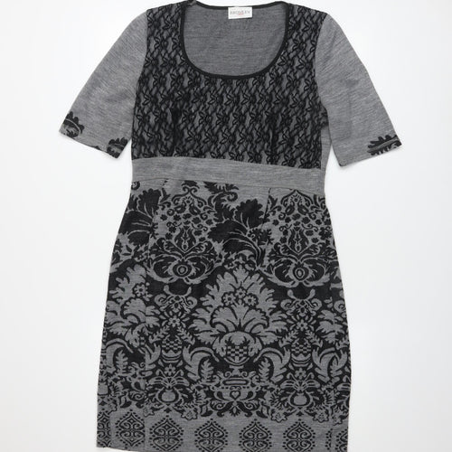 Bromley Women’s Grey Damask Knit Sheath Dress Size L