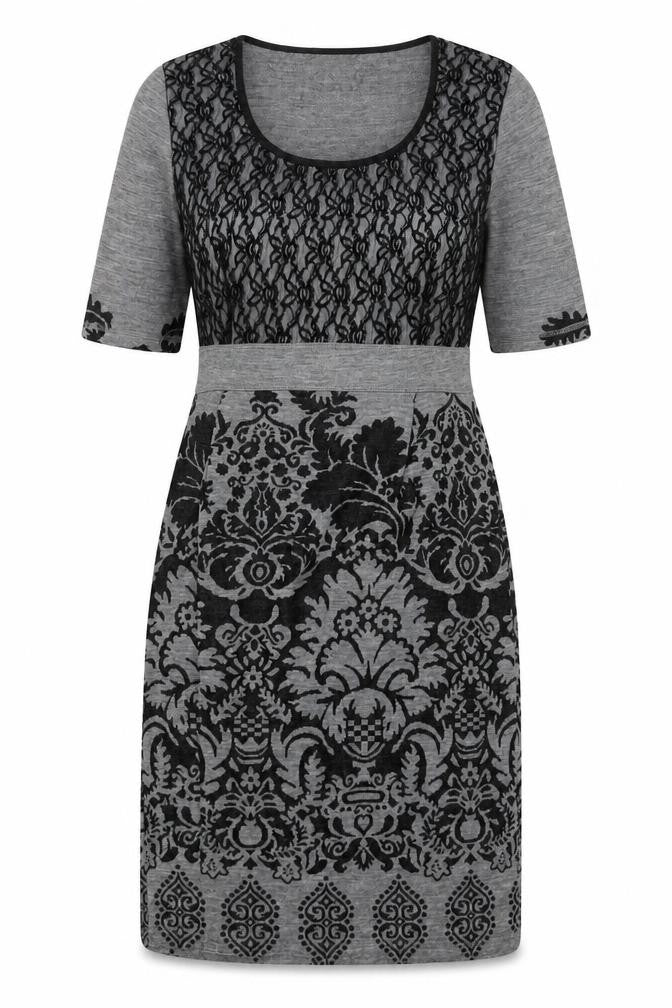 Bromley Women’s Grey Damask Knit Sheath Dress Size L