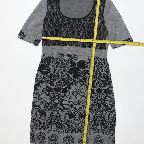 Bromley Women’s Grey Damask Knit Sheath Dress Size L