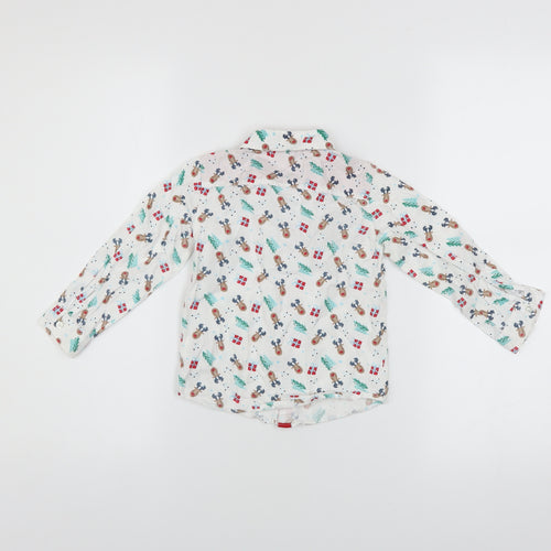 Mini Rebel Boys White Christmas Reindeer Button-Up Cotton Shirt 18-24 Months