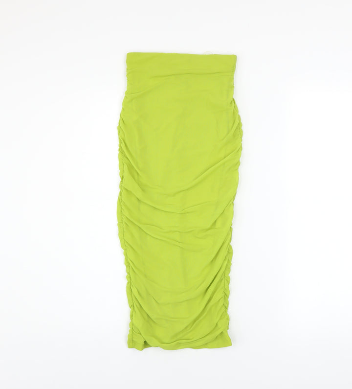 Oh Polly Women’s Green Ruched Midi Pencil Skirt Size 6