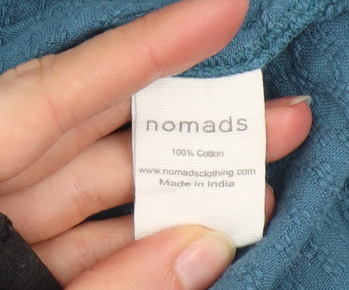 Nomads Women Blue Cotton Shift Dress Size 12 3/4 Sleeve Casual