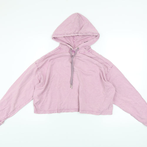 ASOS Design Women’s Pink Crop Hoodie UK 6 Petite 100% Cotton