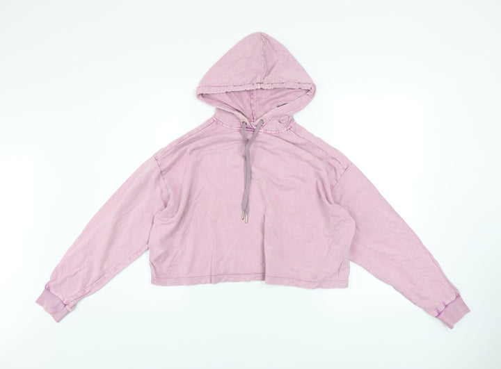 ASOS Design Women’s Pink Crop Hoodie UK 6 Petite 100% Cotton