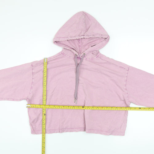 ASOS Design Women’s Pink Crop Hoodie UK 6 Petite 100% Cotton