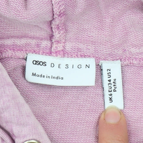 ASOS Design Women’s Pink Crop Hoodie UK 6 Petite 100% Cotton