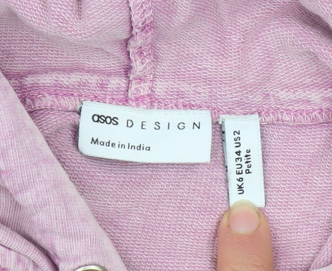 ASOS Design Women’s Pink Crop Hoodie UK 6 Petite 100% Cotton