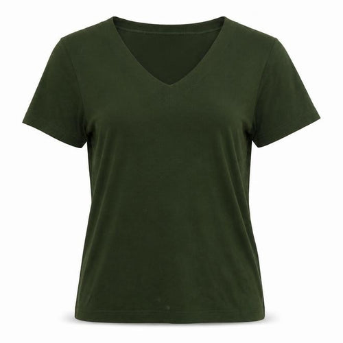 Kaliko Women’s Green V-Neck Short Sleeve Viscose T-Shirt M