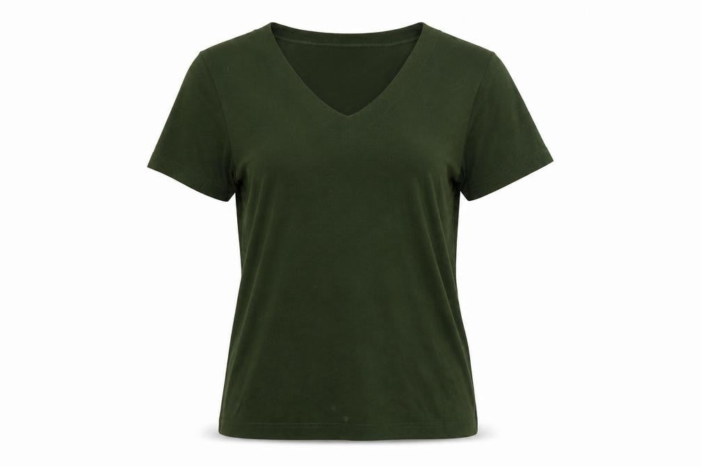 Kaliko Women’s Green V-Neck Short Sleeve Viscose T-Shirt M