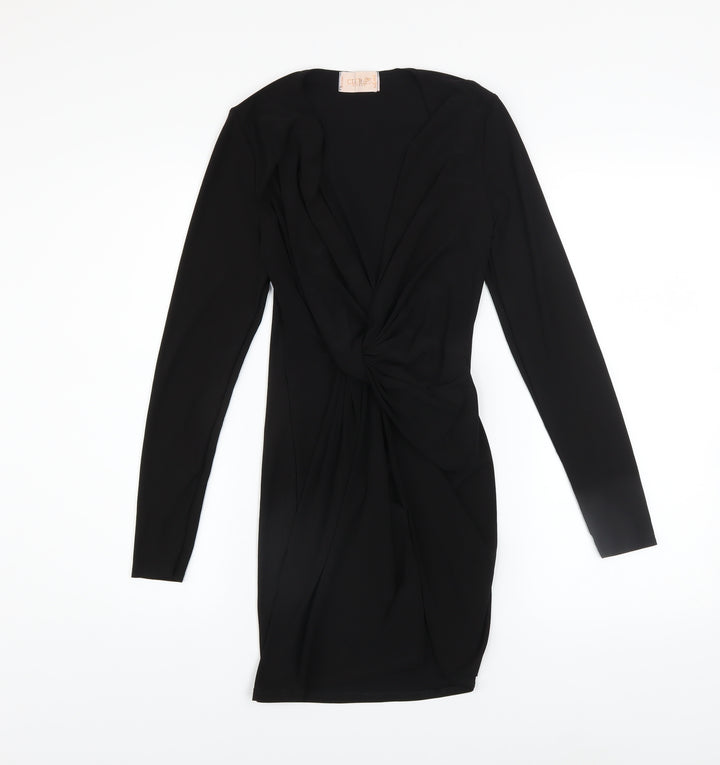 Club London Women's Black Size 6 Bodycon Long Sleeve Party Dress