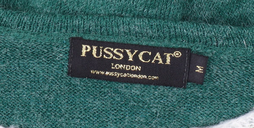 Pussycat London Women’s Green Wool Blend Short Sleeve Shift Dress M