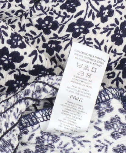 Savida Women's Blue Floral Ruffle Tunic Blouse Size 12